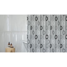 Tropik Banyo Duş Perdesi 5033 Gri Renk Çift Kanat 2X110X200Cm Çok Renkli