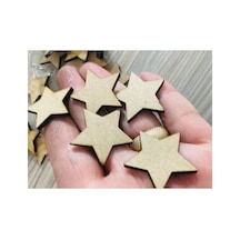 25 Adet Ahşap 3 Cm Boyanabilir Yıldız Hediyelik Süsleme Ürünü Ahşap Yıldız