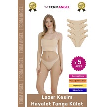 Külot Lazer Kesim İz Yapmaz Dikişsiz Esnek Rahat Toparlayıcı Kadın Hayalet Tanga Külot - 5 Adet Ten
