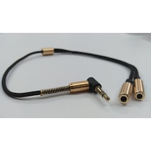3.5 Mm Stereo Kulaklık Çoklayıcı Metal Uç Kablo - 90 Derece - Sar