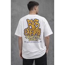 Herkesemoda Ön Ve Arka Yazı Detaylı Basic T-shirt Beyaz