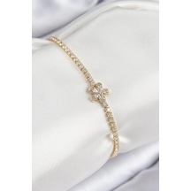 Mey İthalat Pirinç Zirkon Taşlı Çiçek Model Gold Renk Kadın Bileklik - Özel Seri Meyeb6894ad3ec885ce28b805f315 Altın
