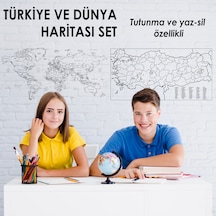 Türkiye ve Dünya Haritası Set Statik Kağıt Tahta