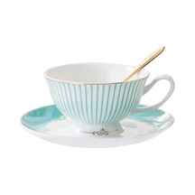 Myinkai 3-piece Set Mavi Çizgili İngilizce Kemik Çini Kahve Açık Mavi