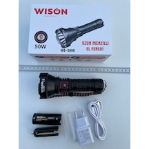 Wison Ws-3899 Uzun Menzilli Profesyonel El Feneri 50 Watt 4800 Ma Siyah