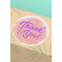 Pembe Suluboya Mor Thank You Sticker 3x3cm St2209 Çok Renkli