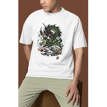 Tasarım Roronoa Zoro Baskılı Unisex Oversize One Piece Anime Kara Beyaz