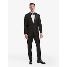 Cacharel Siyah Slim Fit Yün Karışımlı Şal Yaka Smokin Damatlık Cacharel Siyah Slim Fit Yün Karışımlı Şal Yaka Smokin Damatlık