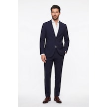 Uki Lacivert Comfort Fit Mono Yaka 2 Düğme Çift Yırtmaçlı Kapaklı Cep 6 Drop Casual Takım Elbise