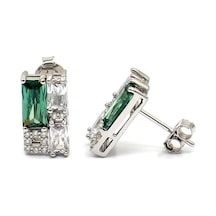 Linda Yeşil Aleksandrit İthal Gümüş Küpe-707 Silver