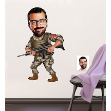Kişiye Özel Asker Karikatürlü Duvar Sticker 50X70CM 1
