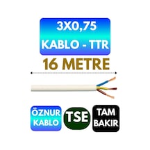 Öznur 3x0,75 Ttr Kablo Beyaz Metre Seçenekli - 16 Metre