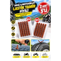 2 Adet 5'li Araç Motosiklet Lastik Tamir Fitili Tubeless Oto, Atv Ve Bisiklet Lastik Onarım Fitili