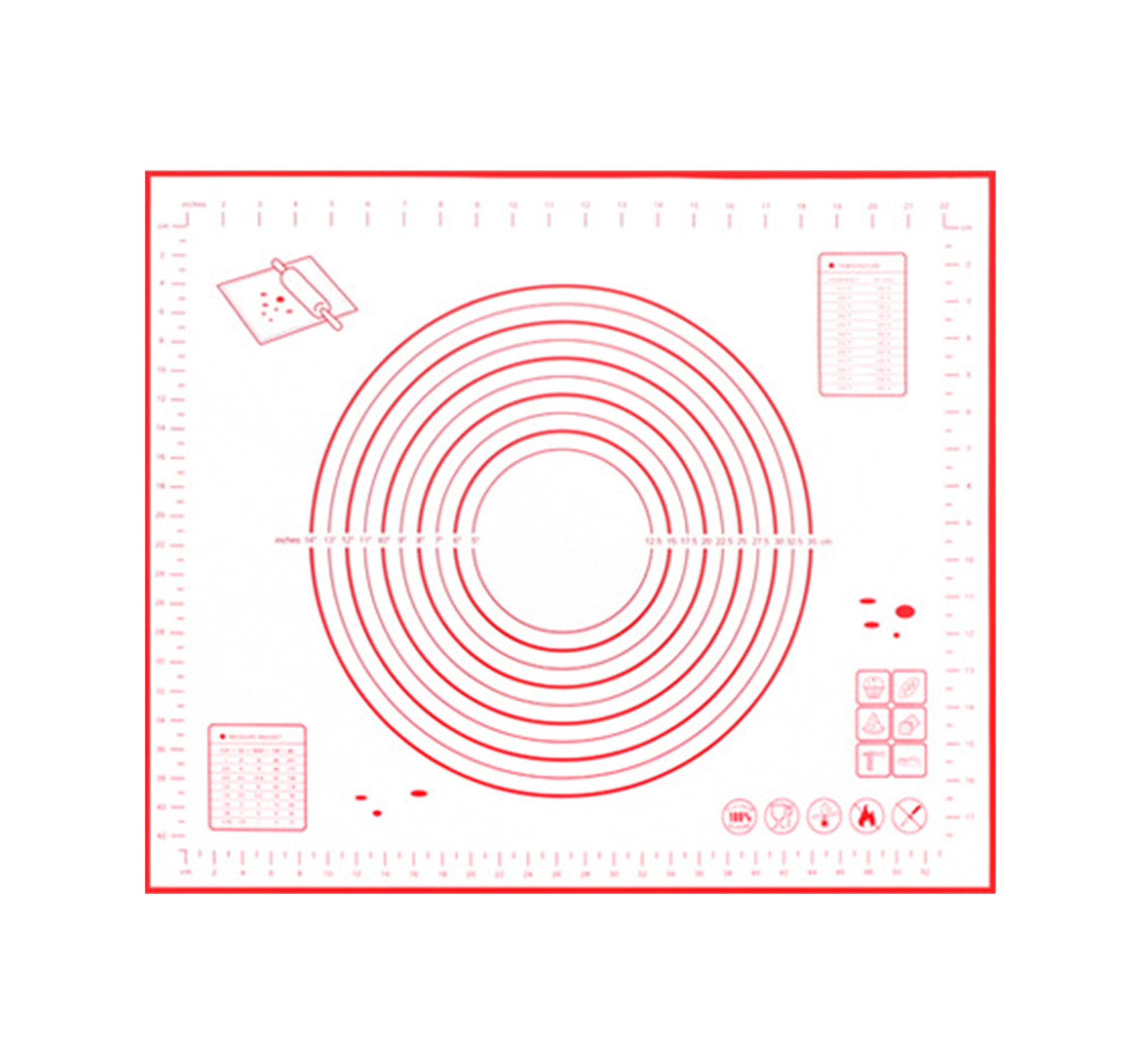 Youmex Kırmızı 50x40cm Ölçülü Silikon Hamur Hazırlama Ve Fırın Matı - Yeniden Kullanılabilir Fırınlama Aracı Kırmızı
