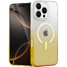 Apple Uyumlu - iPhone 16 Pro Pummel Shiny Magsafe Kapak - Gold
