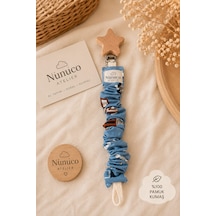 Nunuco Atelier El Yapımı Emzik Askısı %100 Pamuk Kumaş Bpa İçermez Klips Güvenli Emzik Tutucu Açık Mavi