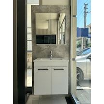 Banyo Dolabı Lavabolu Aynalı 65 Cm