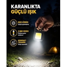 Mey İthalat Şarjlı Cob Led Anahtarlık Fener 4 Modlu, Manyetik Ve Katlanabilir Standlı Yeni Nesil