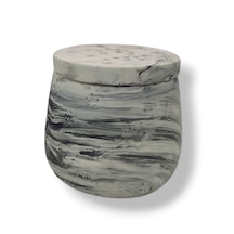 Mermer Desenli Kapaklı Dekoratif Kutu 7x8,5 Cm El Yapımı İei161 Mermer Desenli