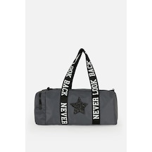 İcone Bag Çocuk Yıldız Logolu Spor Çanta, Çocuk Spor Çanta, Fermuarlı Detaylı Çocuk Spor Çanta Gri