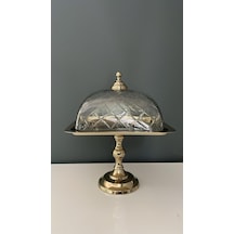 Lamedore Kare Ayaklı Cam Kapaklı Kek Standı Gold 24x24x35 Cm
