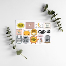 Motto Yazılı Tasarımlı A5 14 Adet Stickers Çıkartma Pytkstkr38