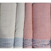 Candidum Pembe-krem/mavi Best Set Bambu Aile Hamam Seti Havlu Set Pembe - Krem