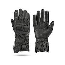 Motoanl Motosiklet Eldiveni Uzun Racing Full Koruma Leather Prof Motorcu Eldiven Siyah