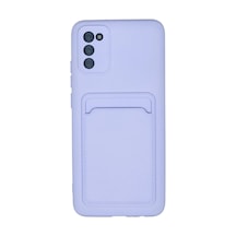 Samsung Uyumlu Galaxy A02s Kılıf Kelvin Kartvizitli Silikon - Lila Standart