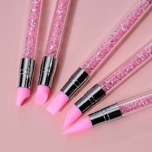 5li Çift Uçlu Silikon Nail Art Dot Kalem Seti Heykel Kalem Seti Pembe
