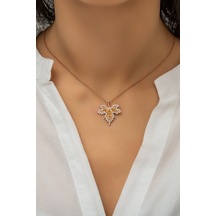 Çınar Yaprağı Sonbahar Kolye Rose Altın Kaplama Gümüş UVPS400538 UVPS4000538