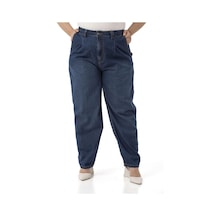 Disentis Büyük Beden Önü Pileli Yarım Balon Kesim Beli Arkadan Lastikli Cepli Denim Lacivert Pantolon Lacivert Disentis Büyük Beden Önü Pileli Yarım Balon Kesim Beli Arkadan Lastikli Cepli Denim Lacivert Pantolon Lacivert