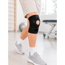 Kısa Diz Desteği Ligamentli Açık Diz Kapağı Cırtlı Ayarlanabilir Dizlik Siyah
