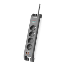 Phılıps Spn4140ga/62, 4 Soket, Akım Korumalı Priz, 2400 Joules, 2mt Kablo, 1xusb-c Pd 20w Hızlı Şarj, 2xusb-a Qc 18w, Gri Diğer