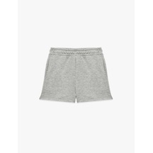 Koton Beli Bağcıklı Cepli Viskon Karışımlı Basic Şort Gri Melanj 6skg40187ak