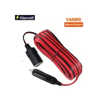 Xuweiwei 3.9m 13ft 14awg 15a Araç Şarj Kablosu Led Işıklı Erkek Dişi Sigara Çakmaklı Adaptör Hava Kompresörü Soğutucu