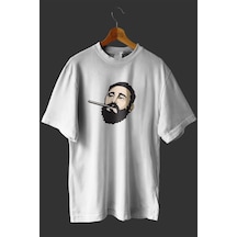 Noıssey -wed Fidel Castro Tasarım Baskılı Oversize T Shirt Beyaz