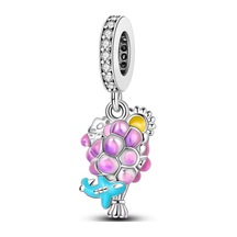 Güneşli Pembe Balonlar Sallantılı Charm Gümüş
