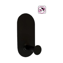 Askılık Yapışkanlı Thincal Oval Tekli Mat Siyah Rengi Pakette 4 Adet Mat Siyah