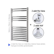 Krom Kaplama Çelik Havlupan + 2 Adet Pex Köşe Vana + 2 Adet Boru