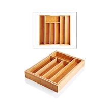 7 Bölmeli Bambu Kaşıklık Antibakteriel Çekmece İçi Düzenleyici Organizer Açık Ahşap