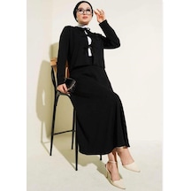 Lovie Moda Kadın Önü Bağcıklı Etek Takım Siyah