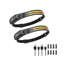 Shineyee 2'li Paket Akıllı Sensörlü Led Kafa Feneri - 7 Aydınlatma Modu, 1200mah Batarya, Ip45 Su Geçirmez, Usb-c Şarjlı - Outdoor, Tamir, Spor İçin Siyah Siyah