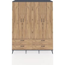 Kronos Gardrop 10 Raflı 4 Çekmeceli 4 Kapaklı 176x59x221 Antrasit-çam Çam