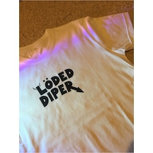 Unisex Oversize Löded Diper Tshirt Beyaz