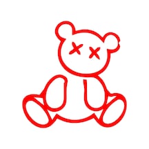 Ayıcık Araba Sticker 17x17 Cm Kırmızı