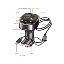 Torima G15 Fm Transmitter, Tf/usb Müzik Ve 18w Hızlı Şarj Özellikli Araç Cihazı