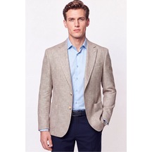 Comfort Fit Torba Cep Esnek Pamuklu Camel Blazer Ceket C 740