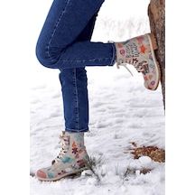 Kadın Vegan Deri Gri Uzun Bot - Bitter Sweet Winter Tasarım Multicolor