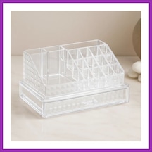 Bezos Tek Çekmeceli 16 Bölmeli Şeffaf Makyaj Ve Takı Organizeri 23.3x13.5x11.5 Cm Bty
